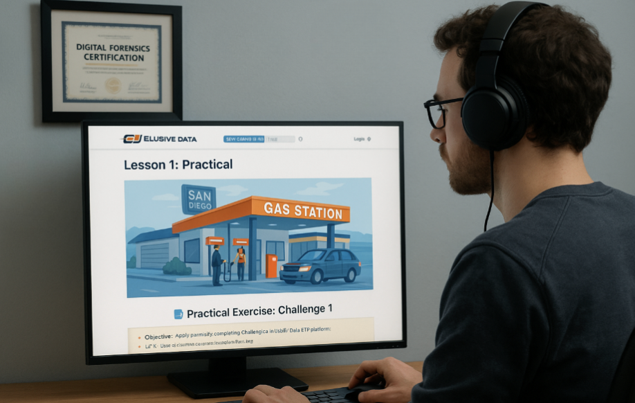 Digital forensics training exercise on hands-on forensic platform by Elusive Data