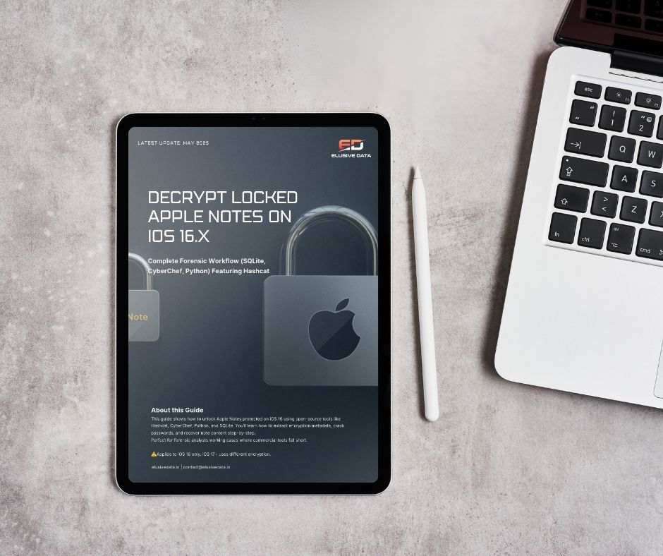 Skärmdump av utbildningsguide för forensisk dekryptering av Apple Notes
