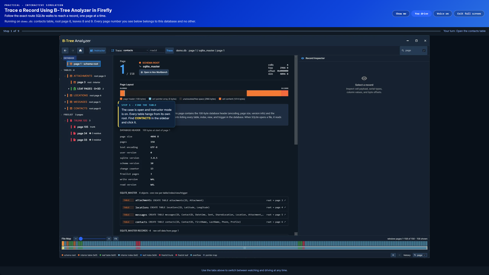 Course-built Firefly simulation for selected SQLite forensic activities