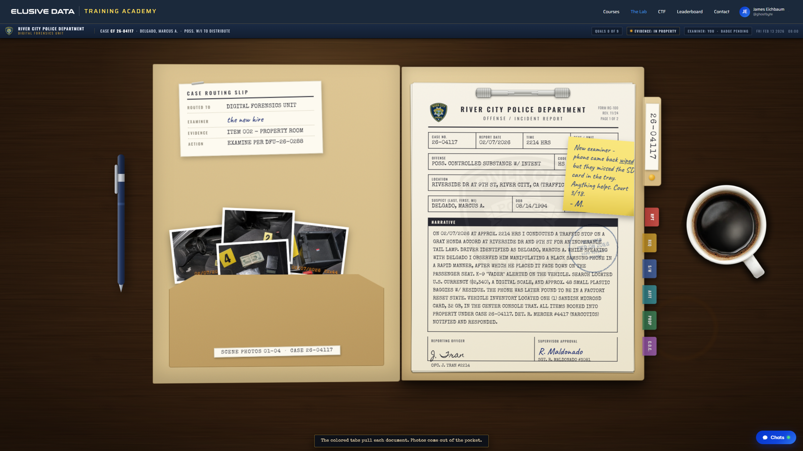 Realistic SQLite forensic case exercise in The Lab
